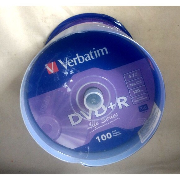 “NEW” Sealed Verbatim DVD+R 100 Pack 4.7GB 16X Speed 120 mins. (Verbatim #96575) - Picture 6 of 8